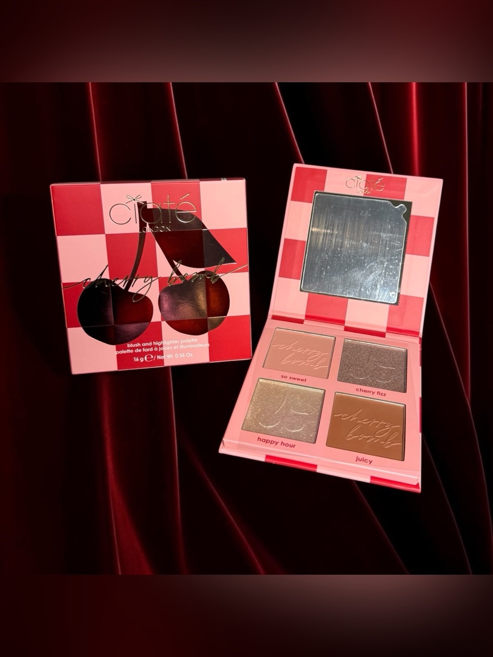 🍒CIATE’ LONDON🍒Cherry Bomb Blush & Highlighter Palette in Light Medium/NIB